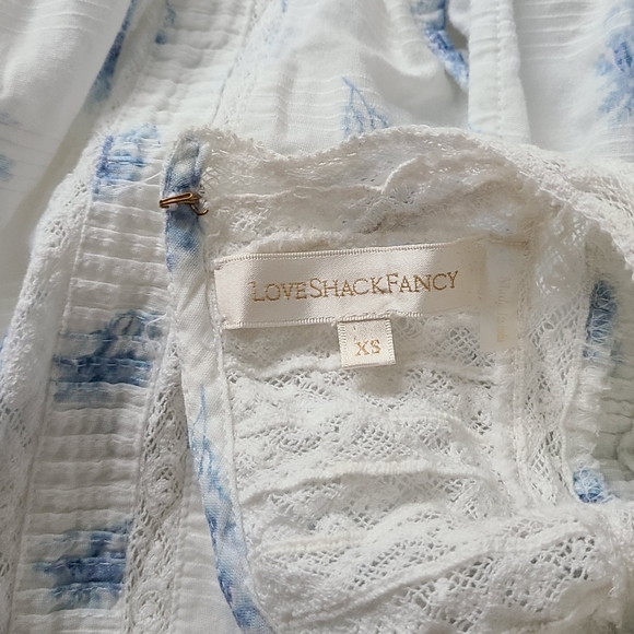 LOVE SHACK FANCY White Blue Leighton Dress - Picture 5 of 6